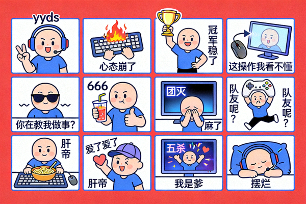 电竞主题趣味表情包与网络热梗合集画面